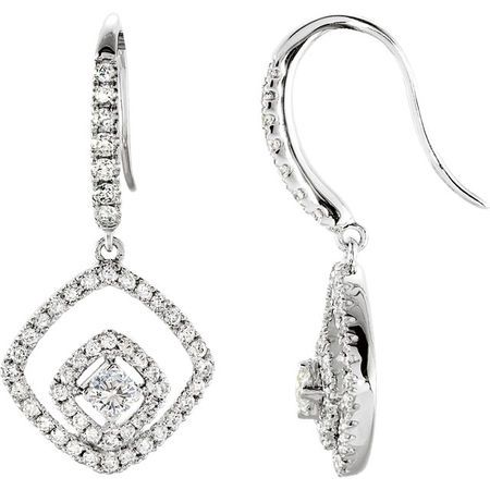 Diamond Earrings in 14 Karat White Gold 0.75 Carat Diamond Earrings