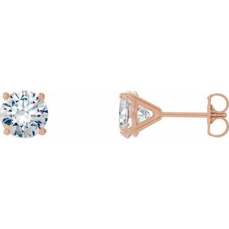 White Diamond Earrings in 14 Karat Rose Gold 1 1/2 Carat Diamond 4-Prong CocKaratail-Style Earrings