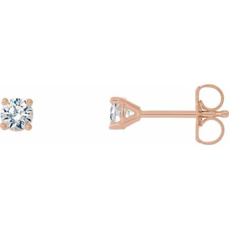 White Diamond Earrings in 14 Karat Rose Gold 1/2 Carat Diamond 4-Prong CocKaratail-Style Earrings - SI2-SI3 G-H Canada Mark