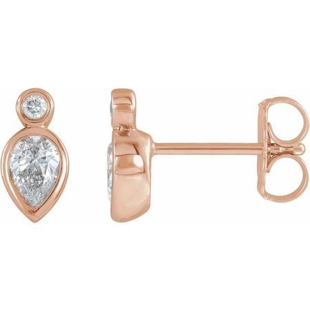 White Diamond Earrings in 14 Karat Rose Gold 1/3 Carat Diamond Bezel-Set Earrings