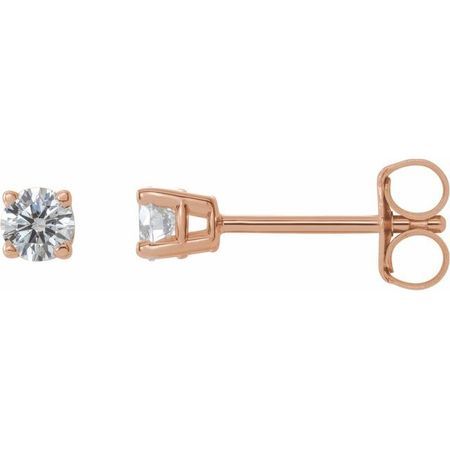 White Diamond Earrings in 14 Karat Rose Gold 1/4 Carat Diamond Earrings
