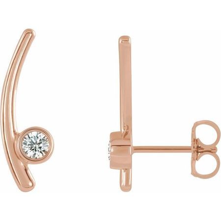 White Diamond Earrings in 14 Karat Rose Gold 1/5 Carat Diamond Ear Climbers