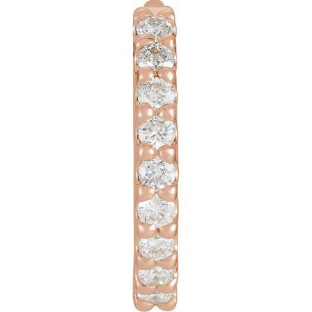White Diamond Earrings in 14 Karat Rose Gold 1/5 Carat Diamond Hinged 16 mm Hoop Single Earring