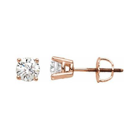 14 Karat Rose Gold 2 Carat Weight Diamond Stud Earrings