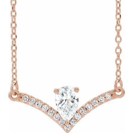 White Diamond Necklace in 14 Karat Rose Gold 3/8 Carat Diamond 18" Necklace