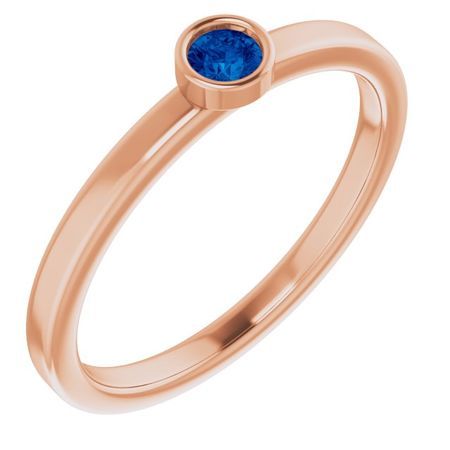 Genuine Sapphire Ring in 14 Karat Rose Gold 3 mm Round Genuine Sapphire Ring