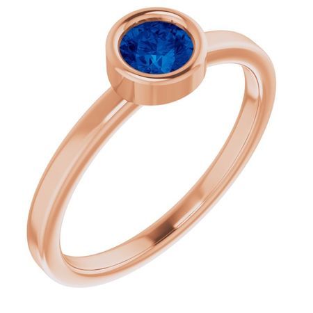 Genuine Sapphire Ring in 14 Karat Rose Gold 4.5 mm Round Genuine Sapphire Ring