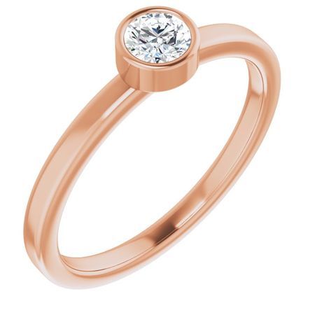 Genuine Sapphire Ring in 14 Karat Rose Gold 4 mm Round Sapphire Ring