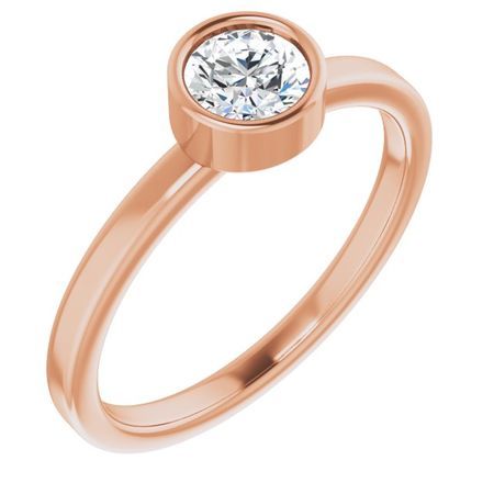 Genuine Sapphire Ring in 14 Karat Rose Gold 5 mm Round Sapphire Ring