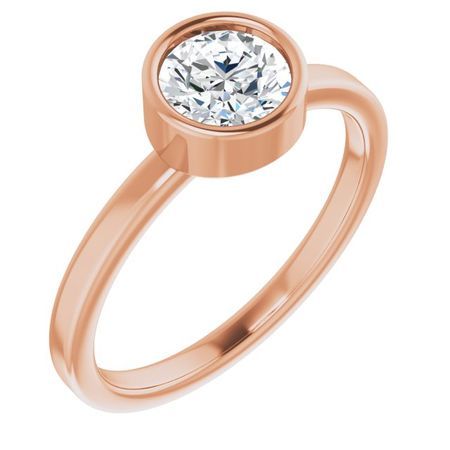 Genuine Sapphire Ring in 14 Karat Rose Gold 6 mm Round Sapphire Ring
