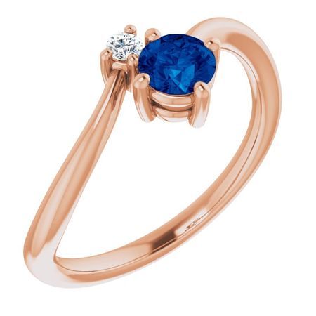 Genuine Sapphire Ring in 14 Karat Rose Gold Genuine Sapphire & .025 Carat Diamond Ring