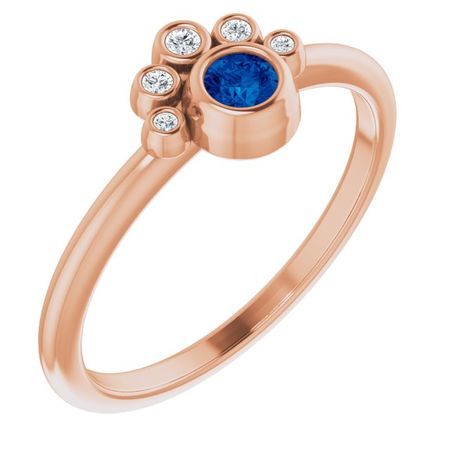 Genuine Sapphire Ring in 14 Karat Rose Gold Genuine Sapphire & .04 Carat Diamond Ring