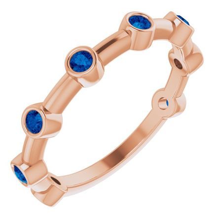Genuine Sapphire Ring in 14 Karat Rose Gold Genuine Sapphire Bezel-Set Bar Ring