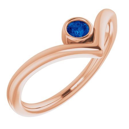 Genuine Sapphire Ring in 14 Karat Rose Gold Genuine Sapphire Solitaire Bezel-Set 