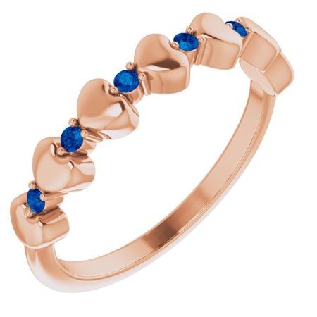 Genuine Sapphire Ring in 14 Karat Rose Gold Genuine Sapphire Stackable Heart Ring