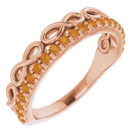 Golden Citrine Ring in 14 Karat Rose Gold Citrine Infinity-Inspired Stackable Ring