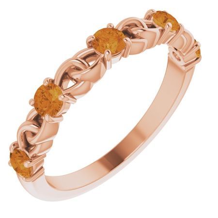 Golden Citrine Ring in 14 Karat Rose Gold Citrine Stackable Link Ring
