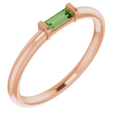Pink Tourmaline Ring in 14 Karat Rose Gold Green Tourmaline Stackable Ring