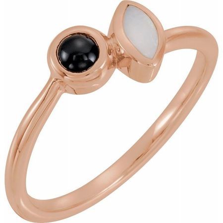 Black Black Onyx Ring in 14 Karat Rose Gold Opal & Onyx Ring