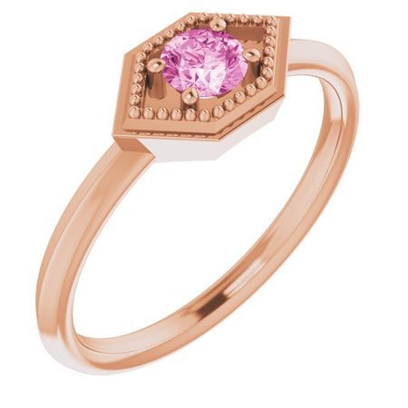 Genuine Sapphire Ring in 14 Karat Rose Gold Pink Sapphire Geometric Ring