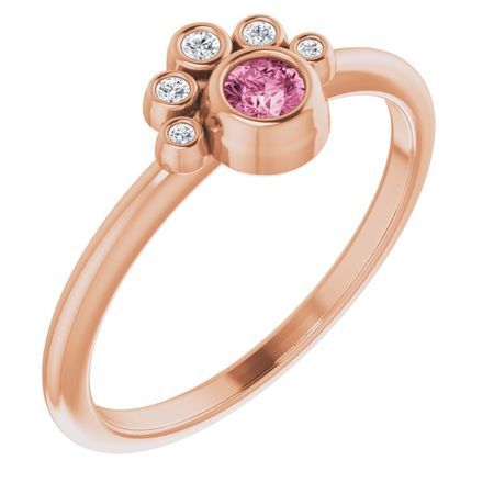 Pink Tourmaline Ring in 14 Karat Rose Gold Pink Tourmaline & .04 Carat Diamond Ring