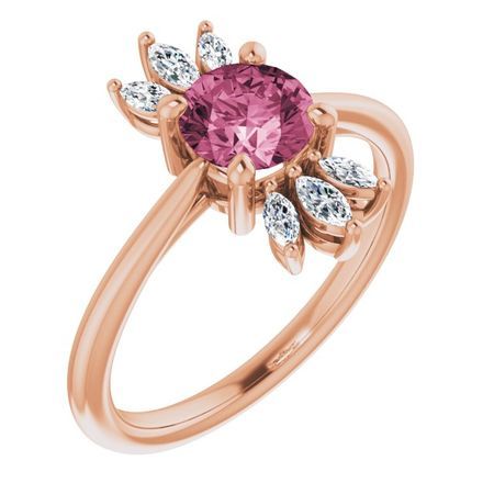 Pink Tourmaline Ring in 14 Karat Rose Gold Pink Tourmaline & 1/4 Carat Diamond Ring