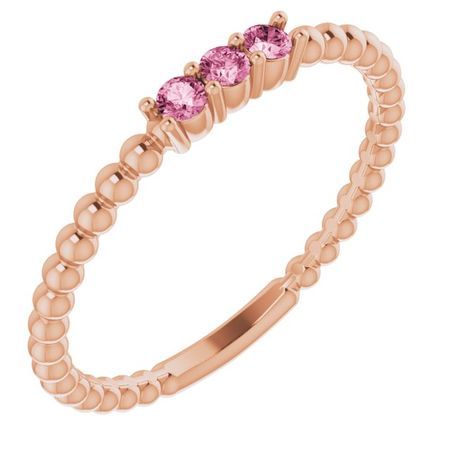 Pink Tourmaline Ring in 14 Karat Rose Gold Pink Tourmaline Beaded Ring