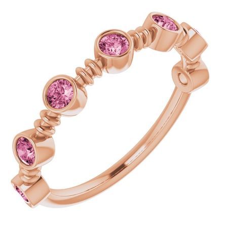 Pink Tourmaline Ring in 14 Karat Rose Gold Pink Tourmaline Bezel-Set Ring