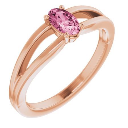 Pink Tourmaline Ring in 14 Karat Rose Gold Pink Tourmaline Solitaire Youth Ring