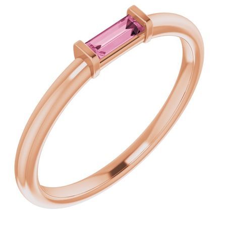 Pink Tourmaline Ring in 14 Karat Rose Gold Pink Tourmaline Stackable Ring