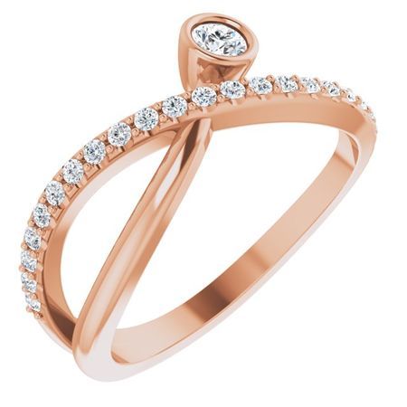 Genuine Sapphire Ring in 14 Karat Rose Gold Sapphire & 1/5 Carat Diamond Ring