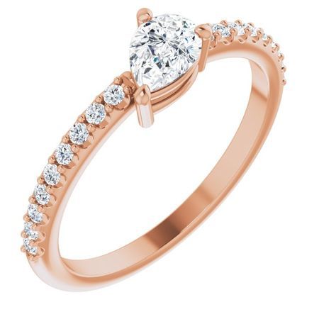 Genuine Sapphire Ring in 14 Karat Rose Gold Sapphire & 1/6 Carat Diamond Ring