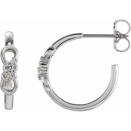 14 Karat White Gold .08 Carat Weight Diamond Infinity-Inspired Hoop Earrings