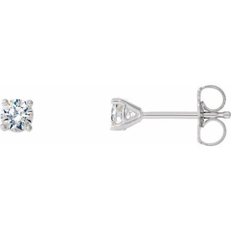 White Diamond Earrings in 14 Karat White Gold 1/2 Carat Diamond 4-Prong CocKaratail-Style Earrings - SI2-SI3 G-H Canada Mark