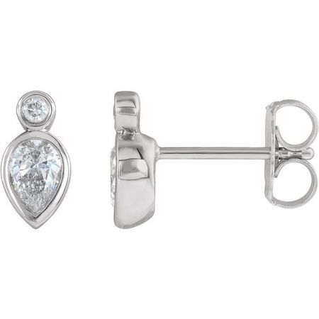 White Diamond Earrings in 14 Karat White Gold 1/3 Carat Diamond Bezel-Set Earrings