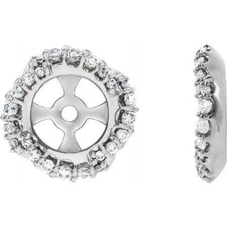 White Diamond Earrings in 14 Karat White Gold 1/4 Carat Diamond Halo-Style Earring Jackets with 5.7 mm ID