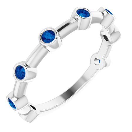 Genuine Sapphire Ring in 14 Karat White Gold Genuine Sapphire Bezel-Set Bar Ring