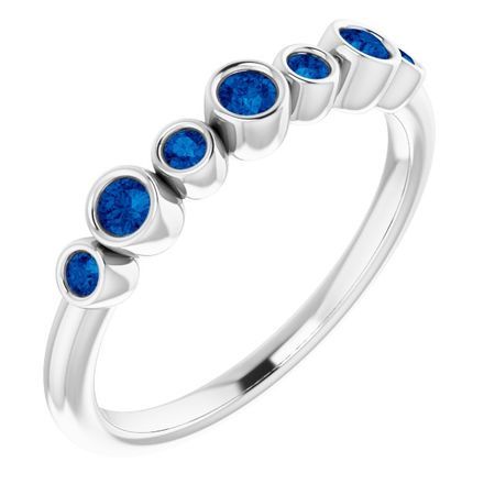 Genuine Sapphire Ring in 14 Karat White Gold Genuine Sapphire Bezel-Set Ring