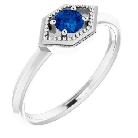 Genuine Sapphire Ring in 14 Karat White Gold Genuine Sapphire Geometric Ring