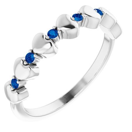 Genuine Sapphire Ring in 14 Karat White Gold Genuine Sapphire Stackable Heart Ring