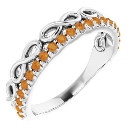 Golden Citrine Ring in 14 Karat White Gold Citrine Infinity-Inspired Stackable Ring