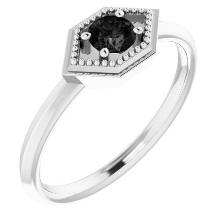 Black Black Onyx Ring in 14 Karat White Gold Onyx Geometric Ring