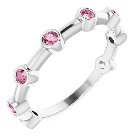 Pink Tourmaline Ring in 14 Karat White Gold Pink Tourmaline Bezel-Set Bar Ring