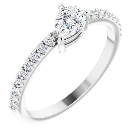 Genuine Sapphire Ring in 14 Karat White Gold Sapphire & 1/6 Carat Diamond Ring