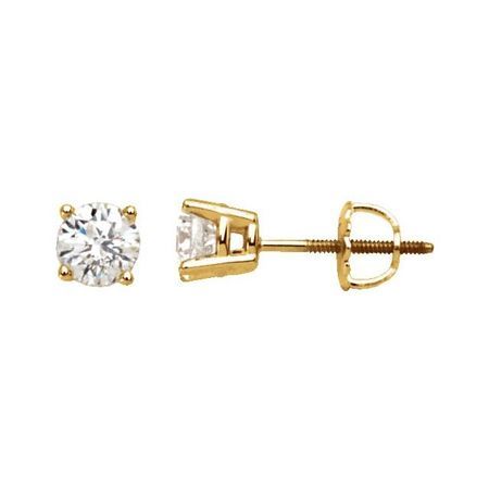 White Diamond Earrings in 14 Karat Yellow Gold 1 1/2 Carat Diamond Stud Earrings