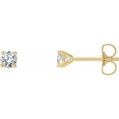 White Diamond Earrings in 14 Karat Yellow Gold 1/4 Carat Diamond 4-Prong CocKaratail-Style Earrings