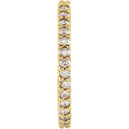 White Diamond Earrings in 14 Karat Yellow Gold 1/4 Carat Diamond Hinged 18 mm Hoop Single Earring