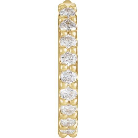 White Diamond Earrings in 14 Karat Yellow Gold 1/5 Carat Diamond Hinged 14 mm Hoop Single Earring