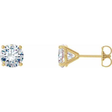 White Diamond Earrings in 14 Karat Yellow Gold 1 Carat Diamond 4-Prong CocKaratail-Style Earrings