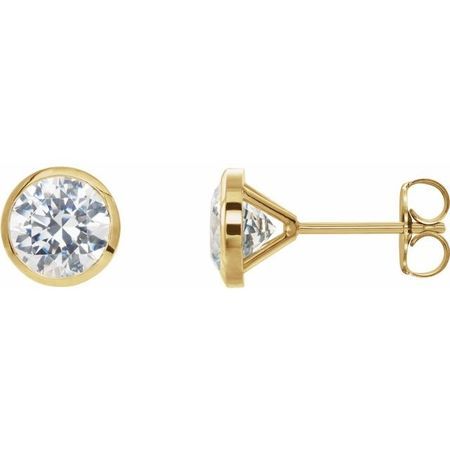 White Diamond Earrings in 14 Karat Yellow Gold 3/4 Carat Diamond CocKaratail-Style Earrings